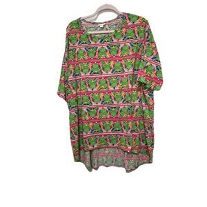 LuLaRoe Disney Kermit The Frog Bright Color Block 3x Irma Tunic Top Soft Strech